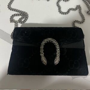 Gucci Dionysus Super Mini Velvet GG Chain Bag Black + Original Dust Bag